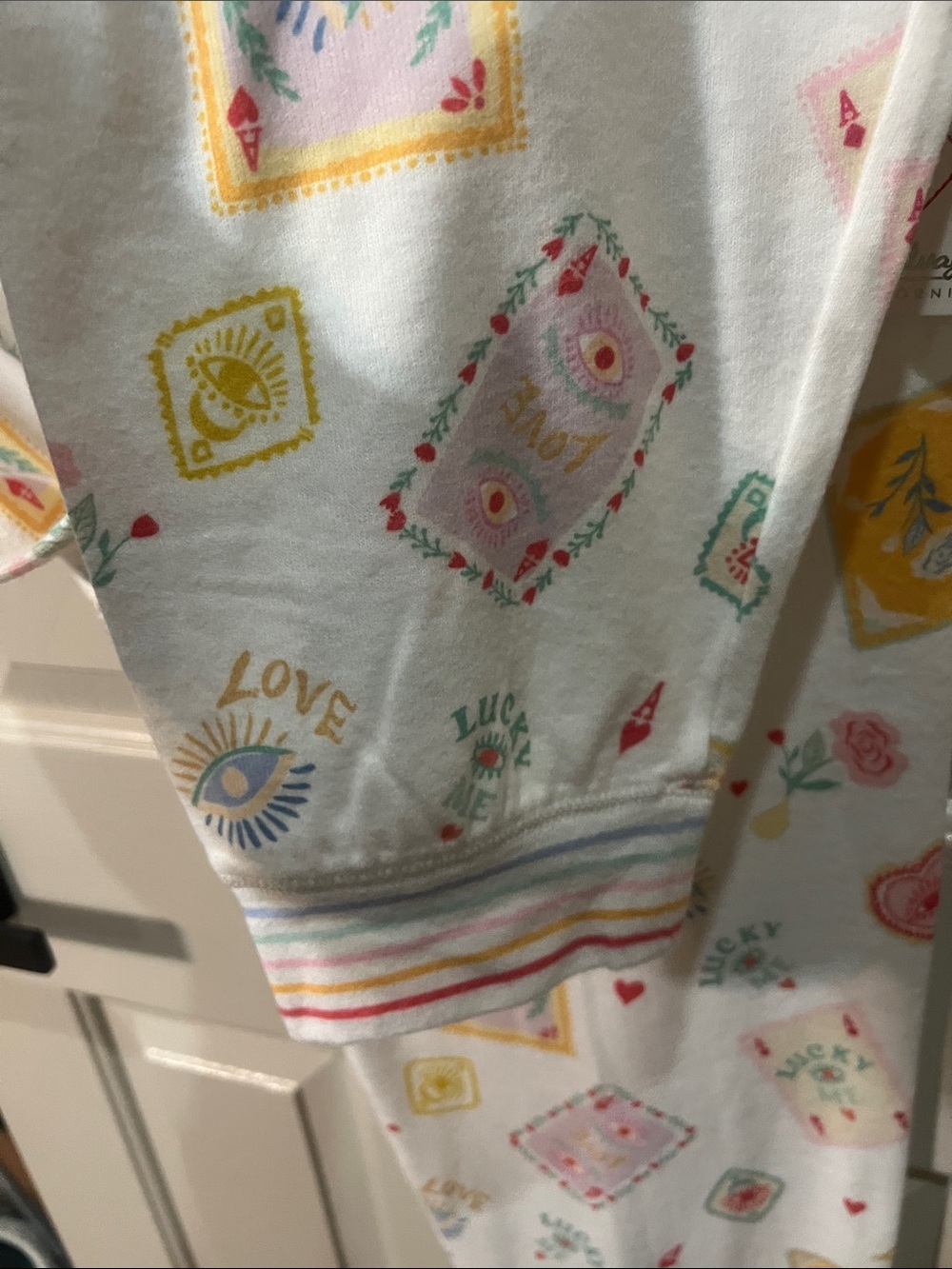 PJ Salvage White Pajama Set with Pink, Yellow & Mint Tarot Prints - Picture 9 of 10